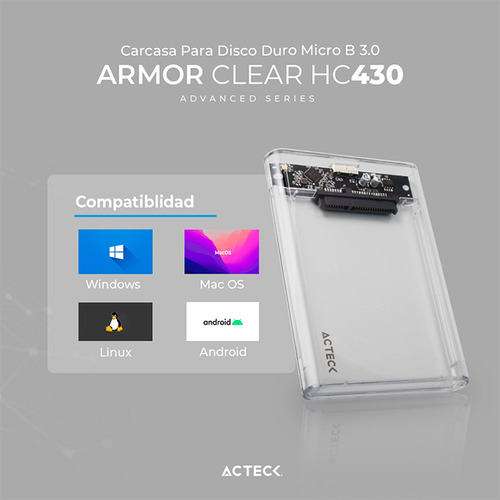Case Enclosure Acteck Armor Clear Hc430 5 Gbps Sata 2.5
