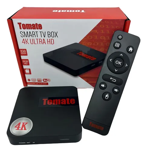 Smart TV Box 4K Tomate Ultra HD Android Preto HDMI Wi-Fi 8GB