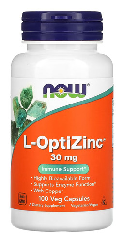L-Optizinc de Now Foods, 30 mg, 100 cápsulas vegetarianas/sabor sin sabor