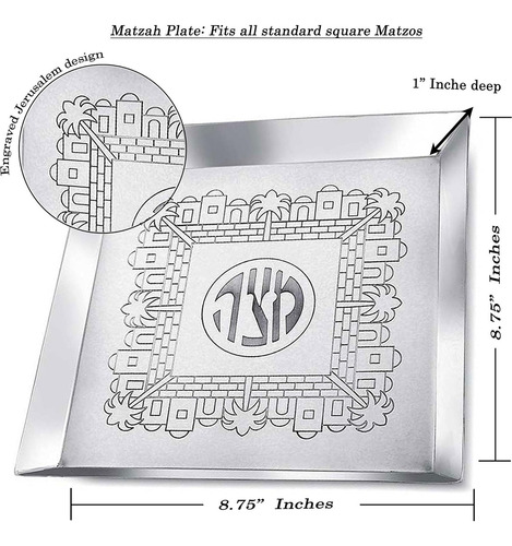 Zion Judaica Bandeja Matzá De Pesaj Colección Seder Clásicos