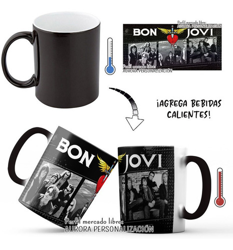 Mug Mágico Bon Jovi Banda Rock Taza Termica Pocillo