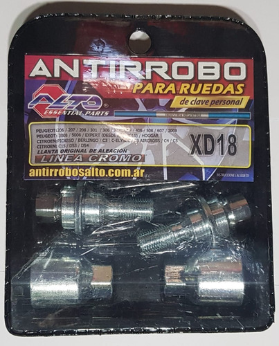 Juego De Tuercas Antirrobo Peugeot 206  Aleación Premium 