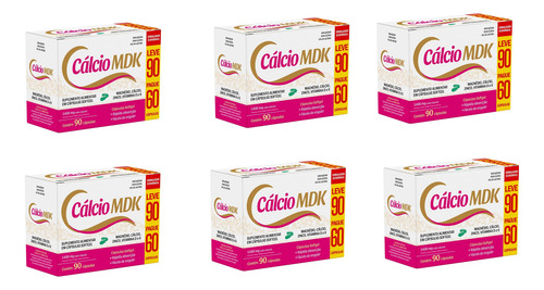 Kit 6 Vitamina Cálcio Mdk 90 Cápsulas 1850mg - La San-day Sem Sabor