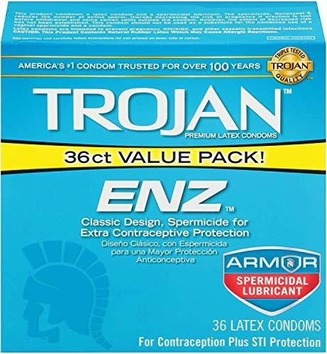 Condones Lubricados Espermicidas Trojan Enz, 36 Unidades