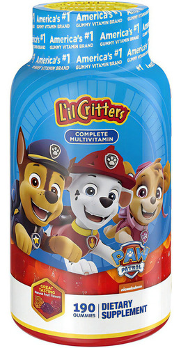 Multivitaminico Lil Critters 190 Gomitas Paw Patrol Sabor Frutas