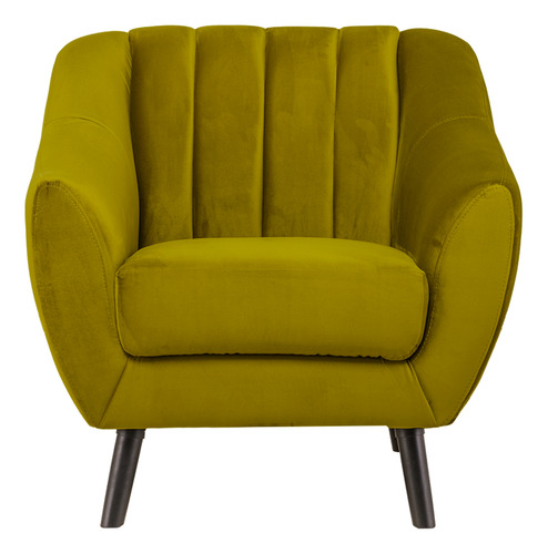 Sillón Individual Ocasional Vintage Moderno Minimalista Color Olivo Diseño De La Tela Terciopelo