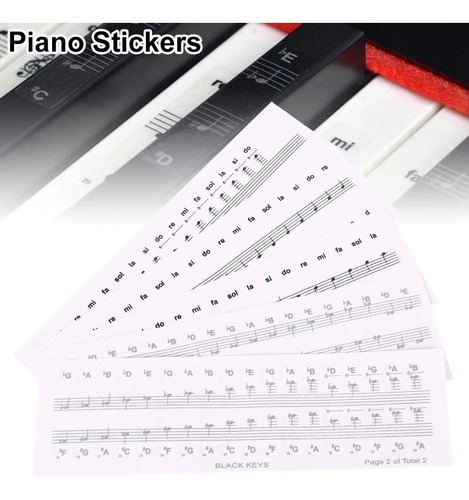 Imagen 3 de 6 de Pegatinas De Nombre De Teclado De Piano Transparente De 88