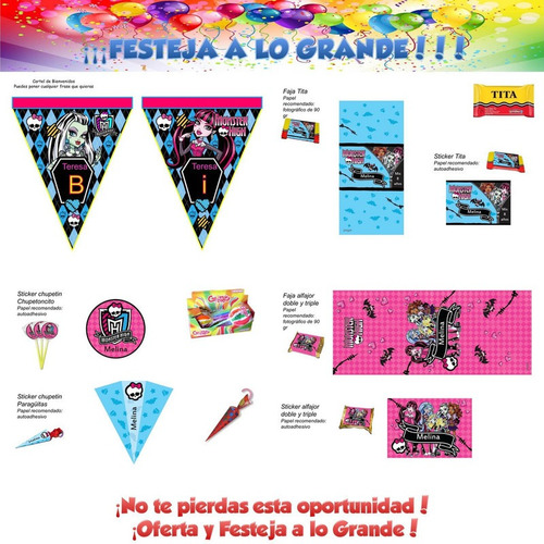 Monster High Para Imprimir Decoración Cumple Candy