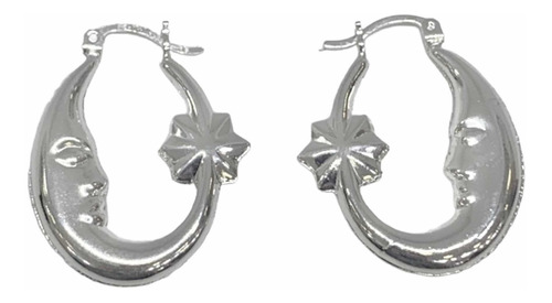 Arracada Luna Y Estrella Plata 925