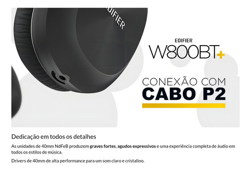 Fone De Ouvido Bluetooth Edifier W800bt Plus Preto Preto