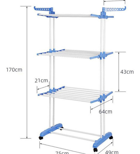Armario vertical de acero inoxidable de 3 niveles con ruedas, plegable