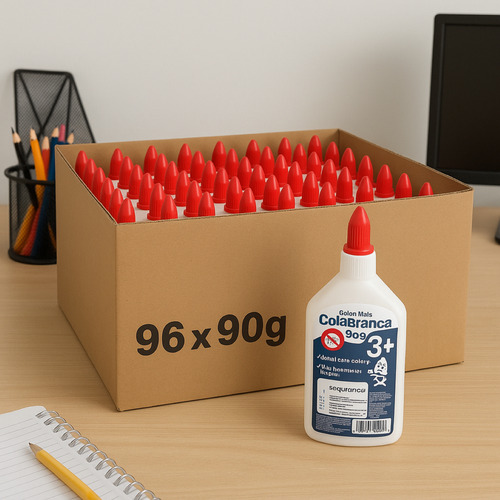 Kit C/6 Cola Branca 90g Escolar P/ Slime Artesanato Papel