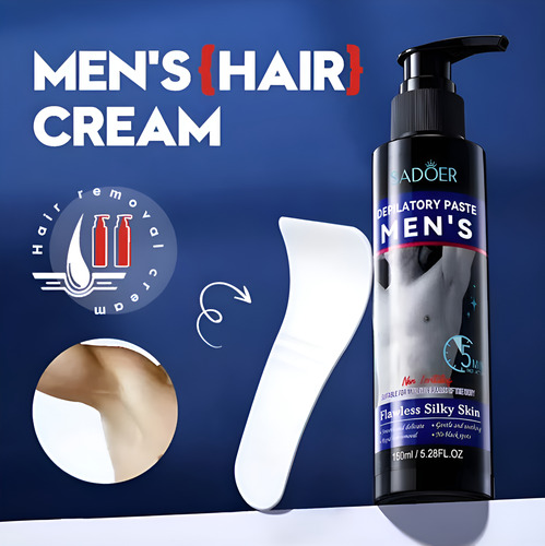 3 Cremas Depiladora Hombre Sadoer 150ml Piernas Brazos Torso
