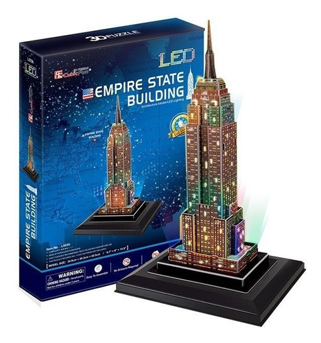 Empire State Bulding  Puzzle 3d Led 38 Piezas Cubicfun 
