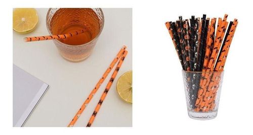 Papelera con pajitas para bebidas y decoración de Halloween, 150 unidades