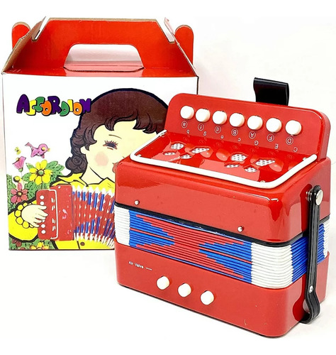 Mini Acordeón Infantil Juguete Musical Educativo Niños Rojo