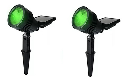 Kit 02 Luminária Solar Espeto Para Jardim 10 Lumens Ecoforce Cor Preto na