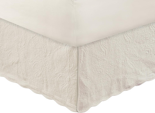 Greenland Home Paisley Quilted Bed Skirt, Ivory, Queen