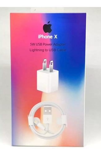 Imagen 5 de 5 de Cargador iPhone X, Cable Lightning + Taco Pared 5w Nuevo
