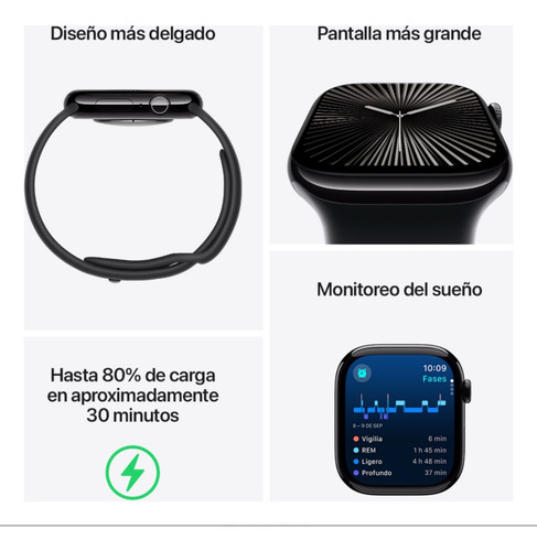 Apple Watch Serie 10 En Impecable Estado 100% De Batería Negro Milanese Negro Negro
