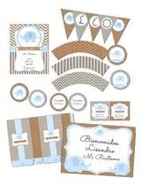 Comprar Kit Imprimible Elefante Bebe Tostado Solo Textos Editables!!