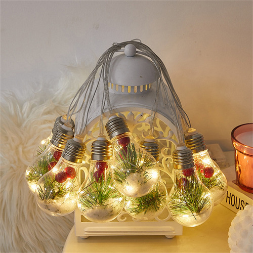Cadena De Bolas Navideñas Transparente Con Luz Nocturna Led