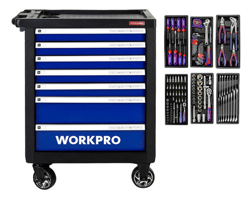 Carro 7 Cajones Set Completo 193 Herramientas Workpro