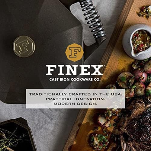 Finex 8 Tapa De Sartén De Hierro Fundido Con Mango De Latón,