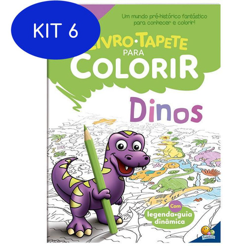 Kit 6 Livro-tapete Para Colorir: Dinos