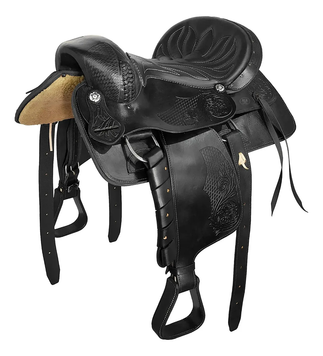 Sela Rédea Curta E Laço Cumprido Klk Cor Sela De Cavalo Completa Preta