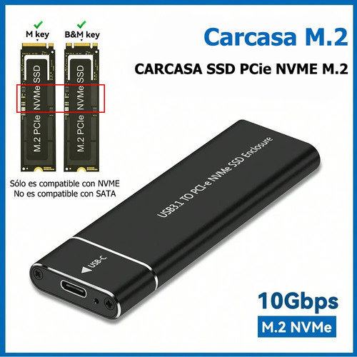 Case Gabinete Disco Duro Ssd 10gbps M.2 Nvme Tipo C Usb