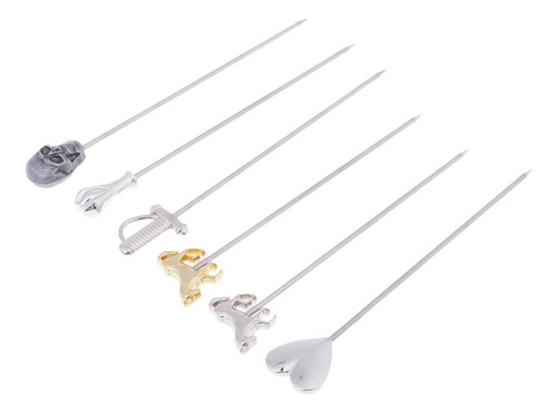 6 Unids De Material Acero Inoxidable Palillos Para Cóctel