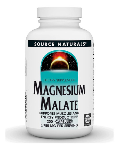Malato De Magnesio 3750mg 200 Capsulas Facil Absorcion Usa