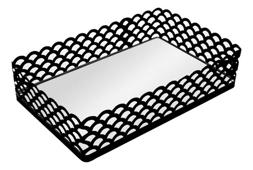 Bandeja Lyor Arles De Metal Com Espelho Preto Fosco 21cm