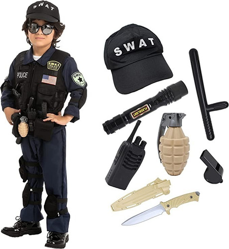 Hermoso Disfraz De Policia Niño Swat Unisex Hallowen Cosplay