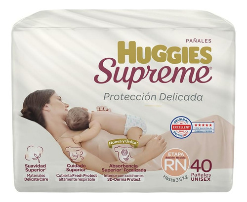 Huggies Supreme Pañal Desechable Para Bebé, Etapa Recién Nac Género Sin género Talla Autoajustable