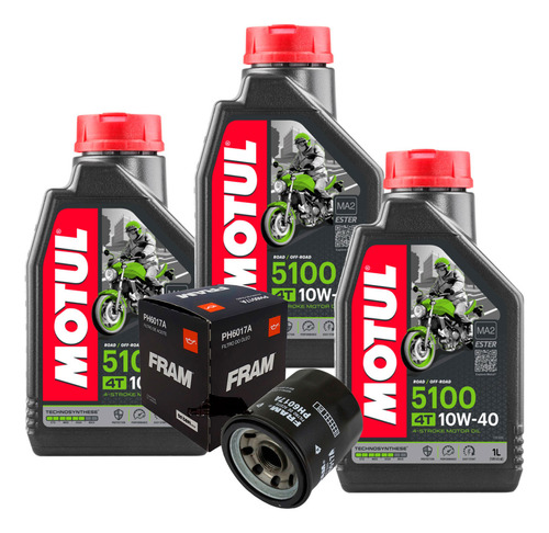 Combo Filtro De Óleo Mt-03/r3 E 3 Lts Óleo Motul 5100 10w40