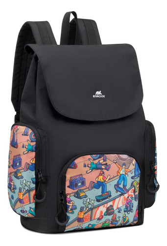 Mochila Urbana Rivacase M-5425 15 Litros Negro Skaters