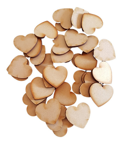 Imagen 1 de 3 de 50 Corazones 5cm En Madera Mdf