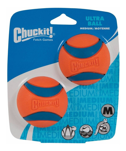 Bola Chuckit! Ultra Ball - 2  Unidades -  M Cor Laranja/azul