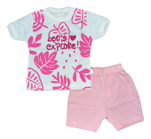 Conjunto Bebe Remera Y Short Algodon Nena Naranjo