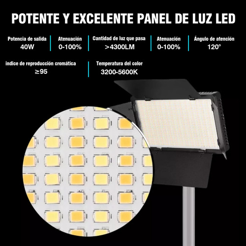 Luz De Video Con Batería Np-f550/570 Y Trípode,2 Piezas