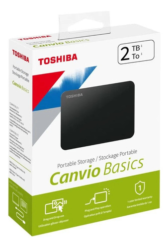 Disco Toshiba Duro Externo 2tb Usb 3.0 Canvio Basics Negro