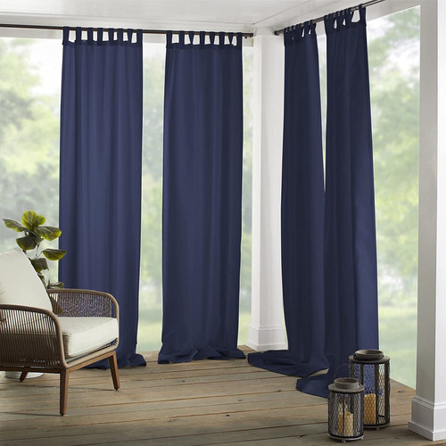 Indoor Or Outdoor Solid Matine Tabtop Curtain Panel For...