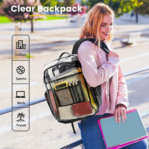 Mochila Escolar Grande Transparente De Tejido De Pvc Color