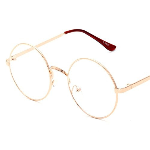 Lovef Large Oversized Metal Frame Clear Lens Round Circle Vi