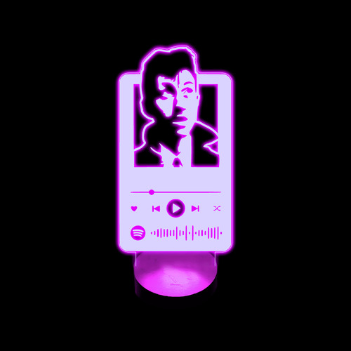Lámpara De Mesa Arctic Monkeys Spotify Base Madera