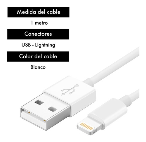 Imagen 3 de 10 de Cargador Usb + Cable Lightning Compatible iPhone