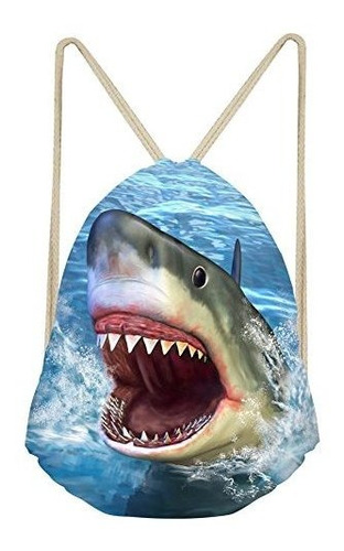Clohomin Sea Shark Blue Drawstring Bag Cut Bolsa De Cordón 