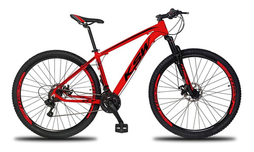 Mountain bike KSW XLT 100 2020 aro 29 21" 21v freios de disco mecânico cor vermelho/preto